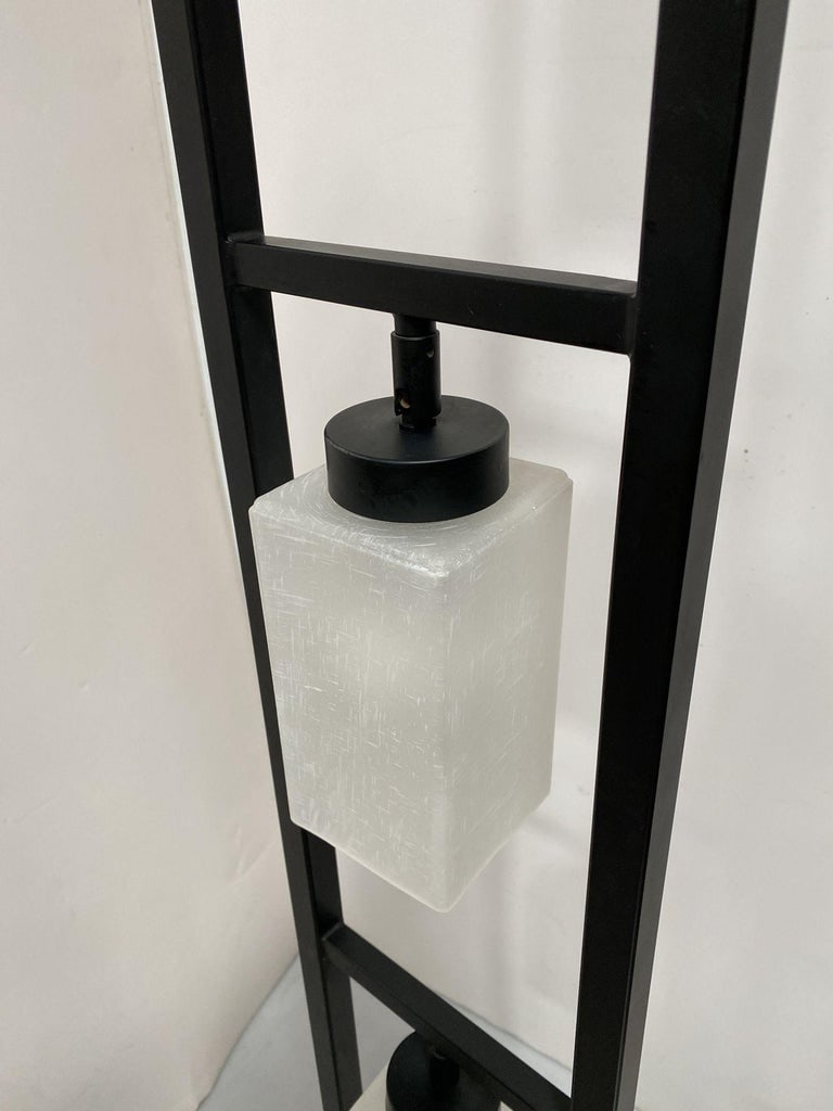Asian Inspired Modernist Floor Lamp with Chrome Base - 4