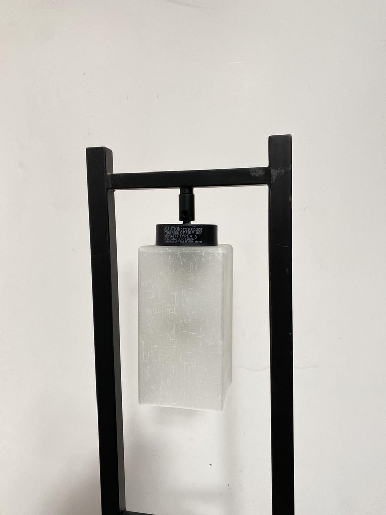 Asian Inspired Modernist Floor Lamp with Chrome Base - 6