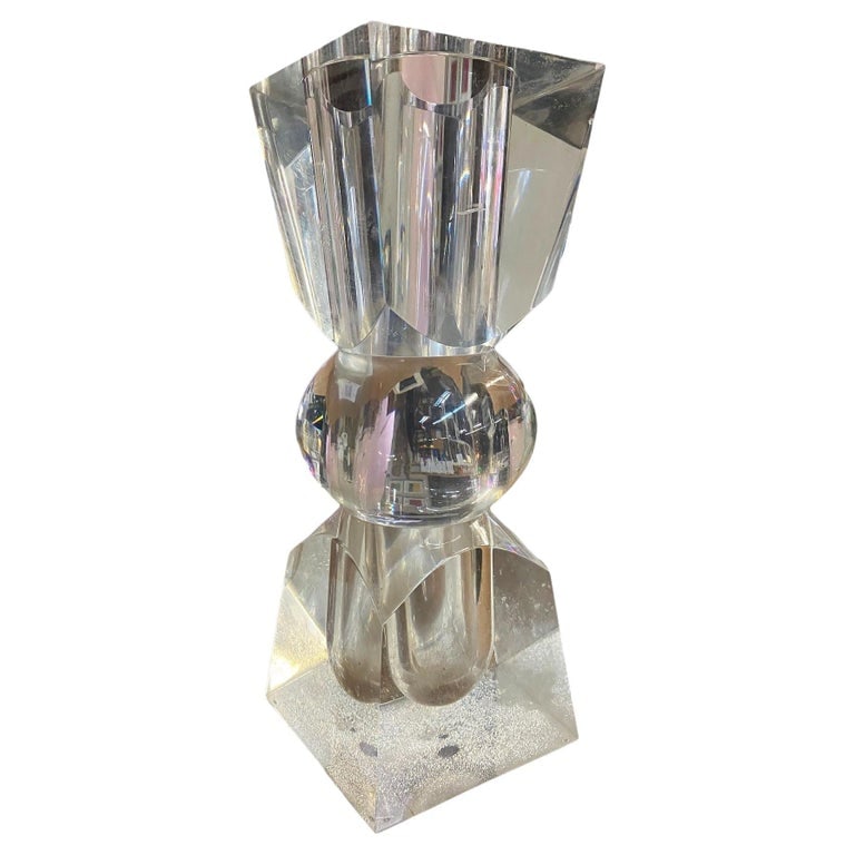Large Vintage Hand Sculpted Vase by Charles Hollis Jones.: Introducing a masterpiece for your space ‚Äì the Large Hand Sculpted Vase by Charles Hollis Jones, crafted from luxurious lucite. This exquisite piece showcases the renowned