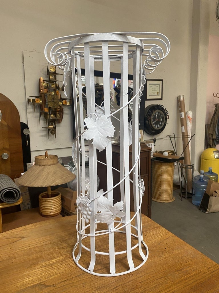 Mid Century Woodard Style Steel Strip Roman Column Plant Stand - 7