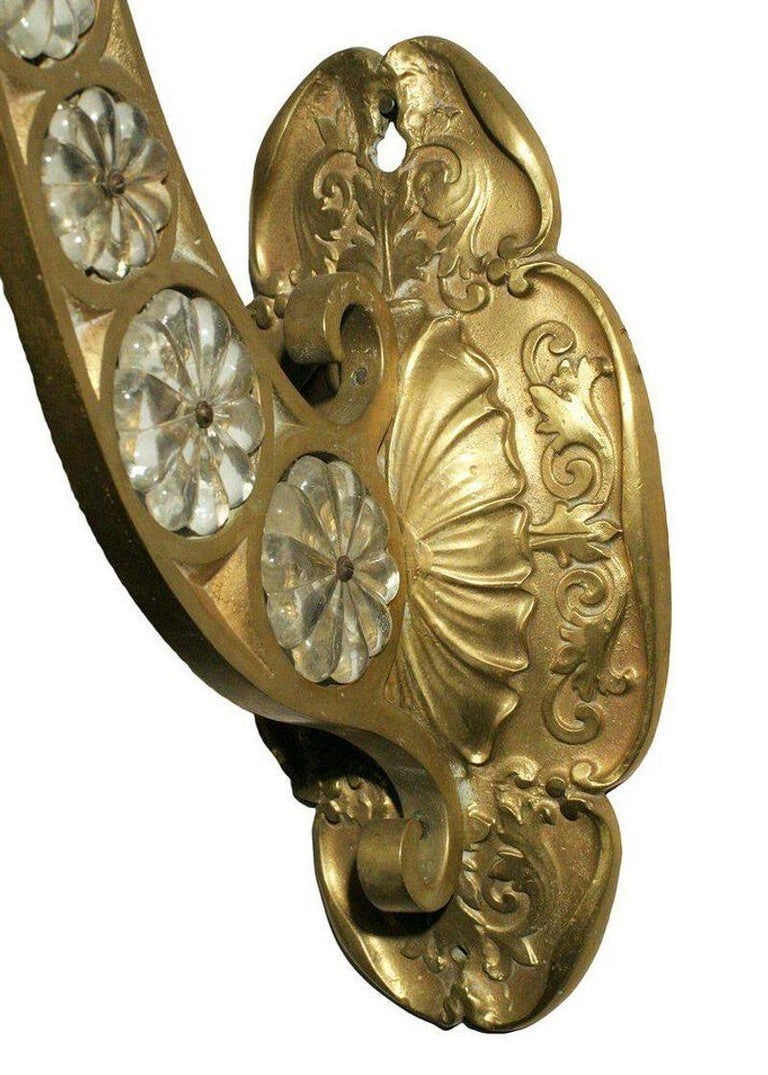 Hollywood Regency Brass and Crystal Beaded Sconce, Pair - 5