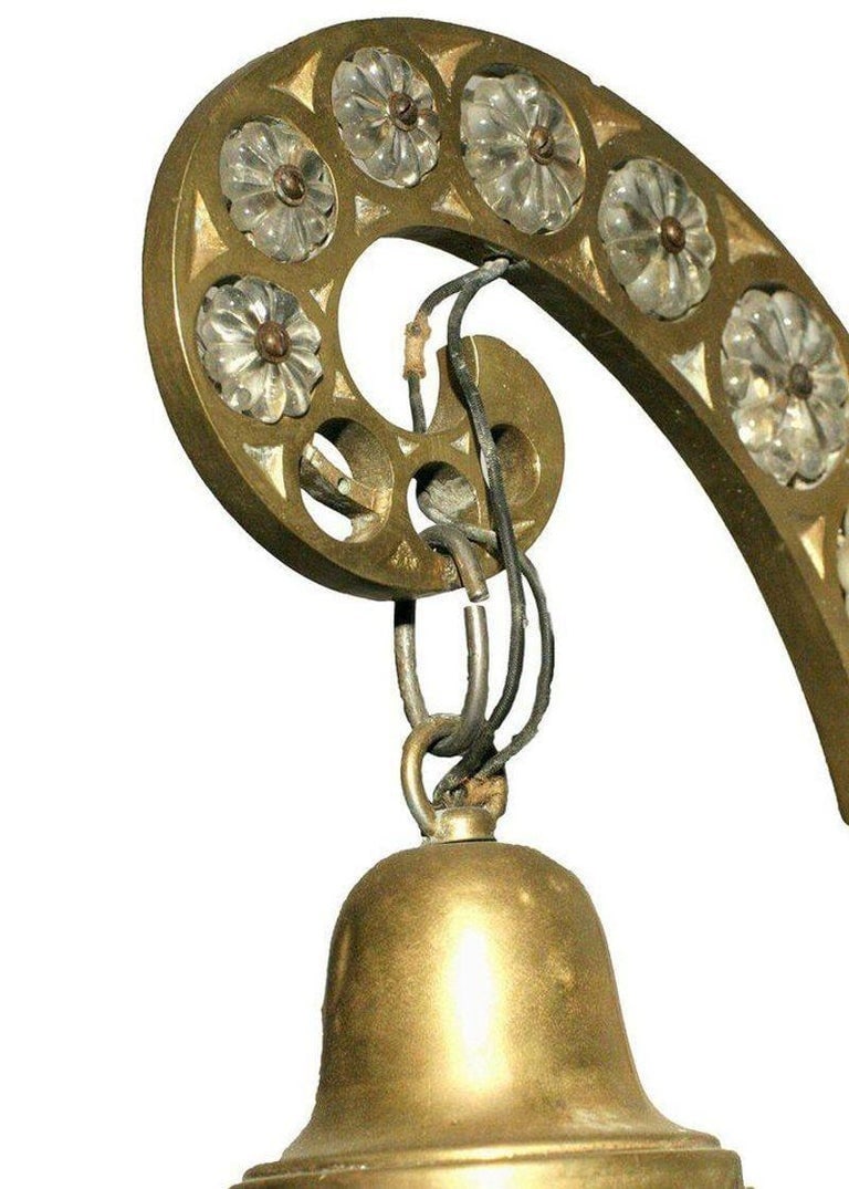 Hollywood Regency Brass and Crystal Beaded Sconce, Pair - 6