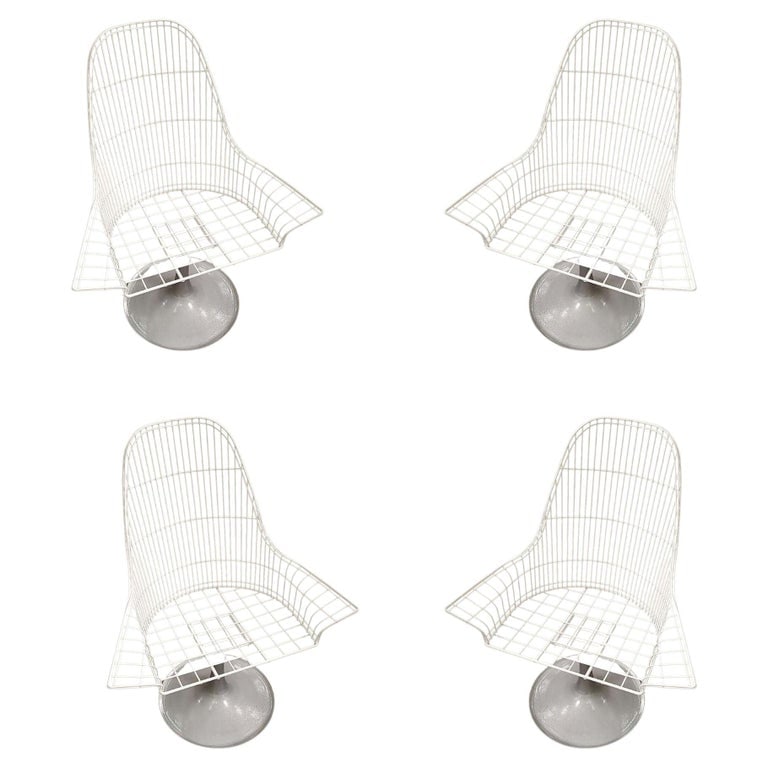Vintage Mid-century Bertoia Style Wire Diamond Lounge by Thinline, Set of 4 - 2