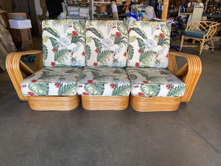 Restored Mid Century Six-Strand Square Pretzel Three-Seat Sectional Sofa - 3