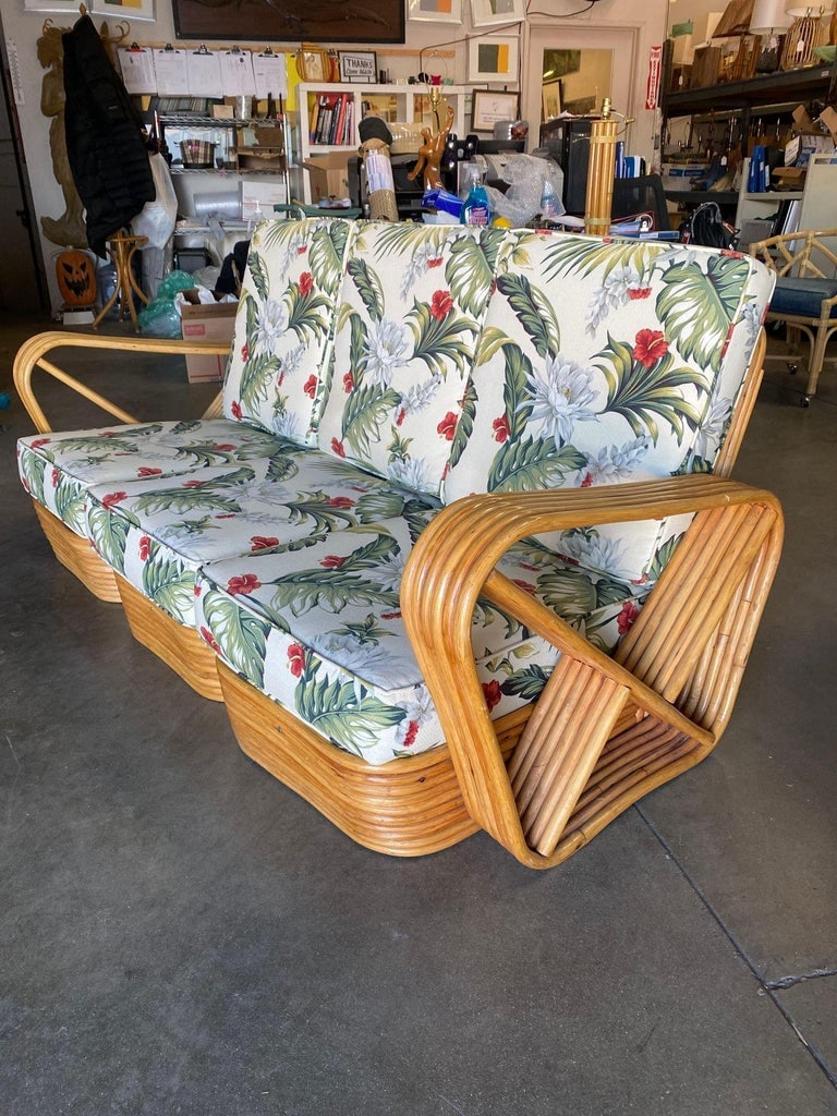 Restored Mid Century Six-Strand Square Pretzel Three-Seat Sectional Sofa - 4