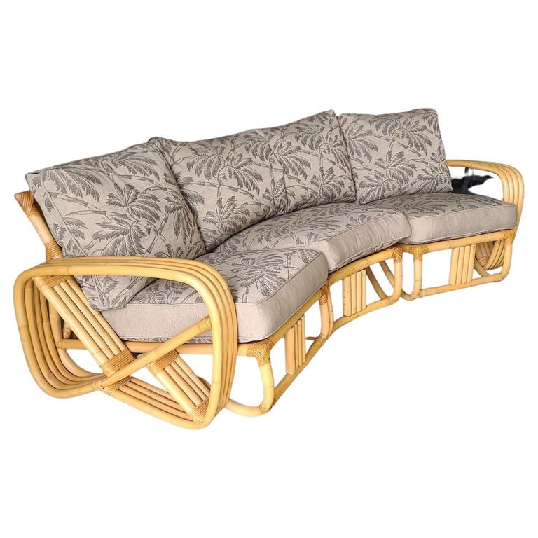 Impeccably Restored Paul Frankl Four Strand Rattan 4 Seat Corner Sectional So (1 of 11)