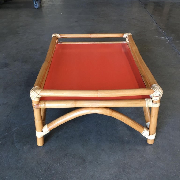 Restored Arched Rattan Ottoman Stool with Fenced Top - 4