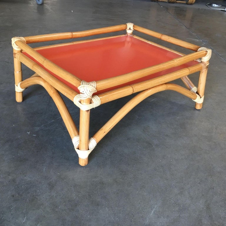 Restored Arched Rattan Ottoman Stool with Fenced Top - 5