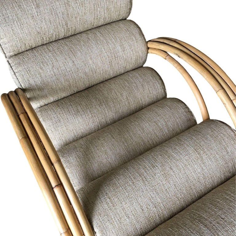 Restored 1938 Three-Strand "Double-Loop" Rattan Chaise Lounge w/ Ottoman - 5