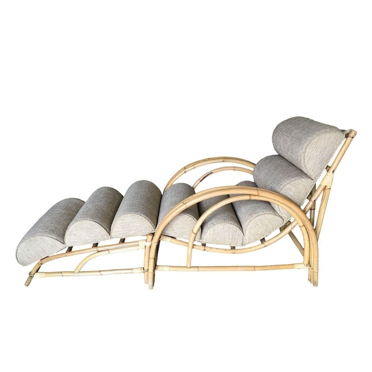 Restored 1938 Three-Strand "Double-Loop" Rattan Chaise Lounge w/ Ottoman - 6