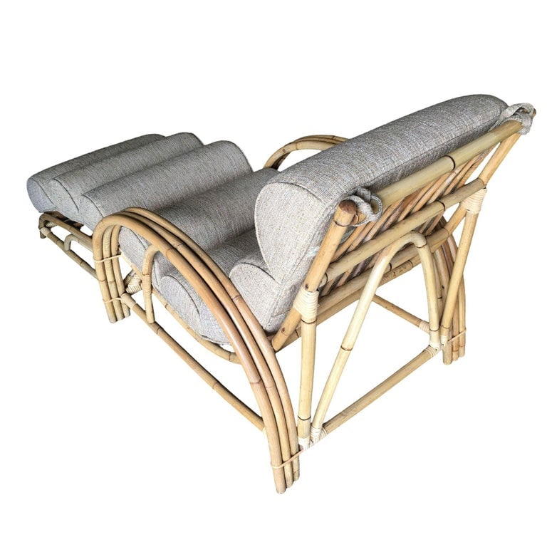 Restored 1938 Three-Strand "Double-Loop" Rattan Chaise Lounge w/ Ottoman - 7