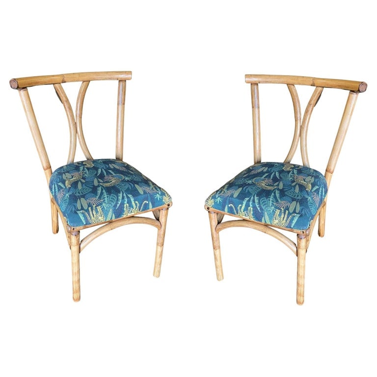 Restored Midcentury Rattan Dining Side Chair with Hourglass Back, Pair (1 of 8)
