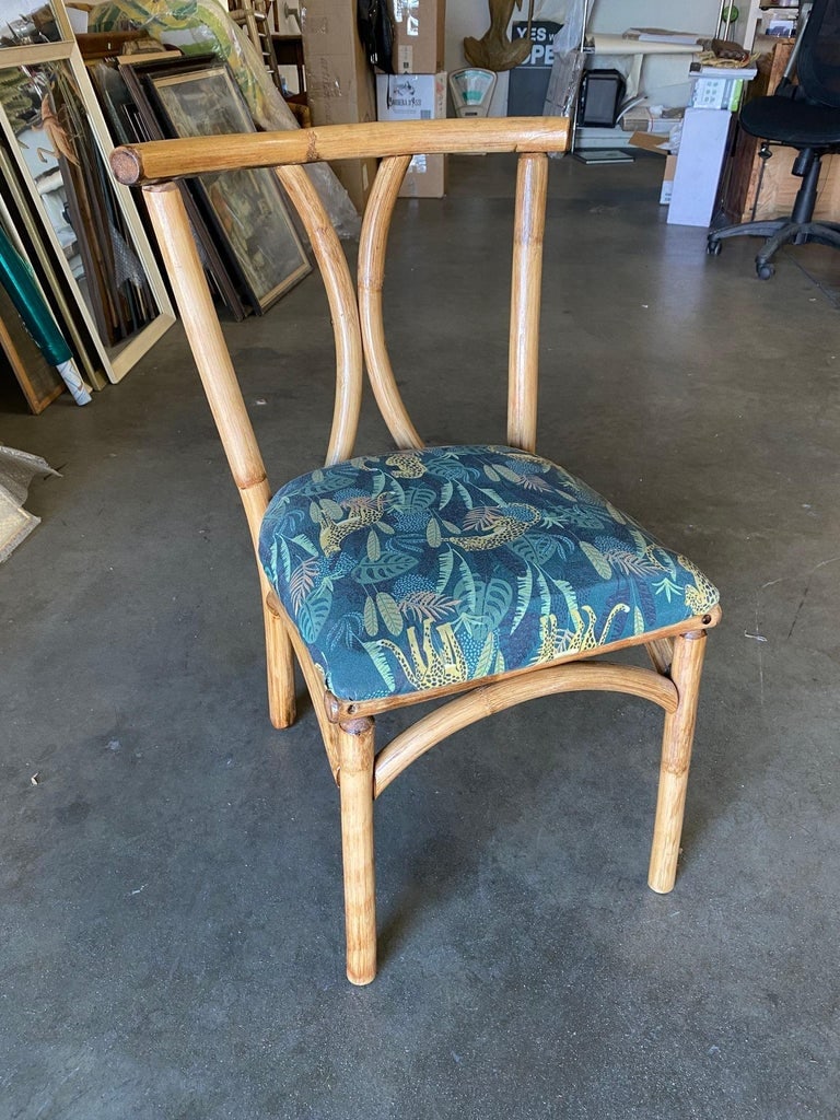 Restored Midcentury Rattan Dining Side Chair with Hourglass Back, Pair - 3