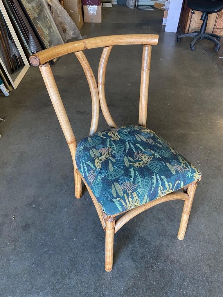 Restored Midcentury Rattan Dining Side Chair with Hourglass Back, Pair - 4