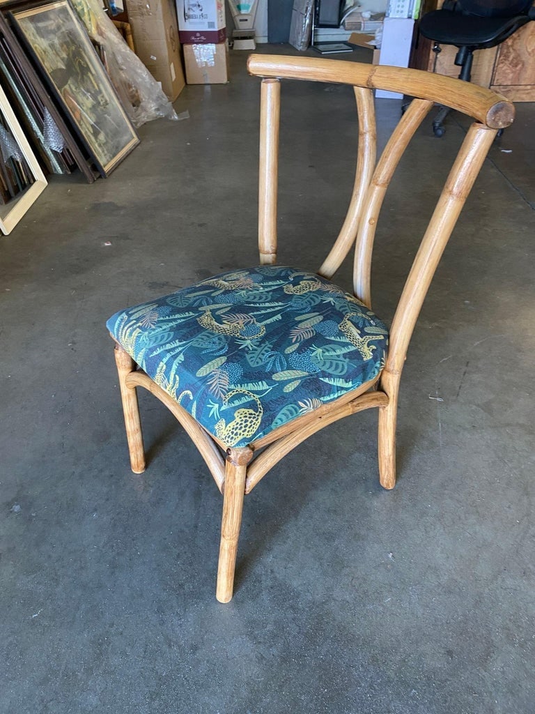 Restored Midcentury Rattan Dining Side Chair with Hourglass Back, Pair - 5