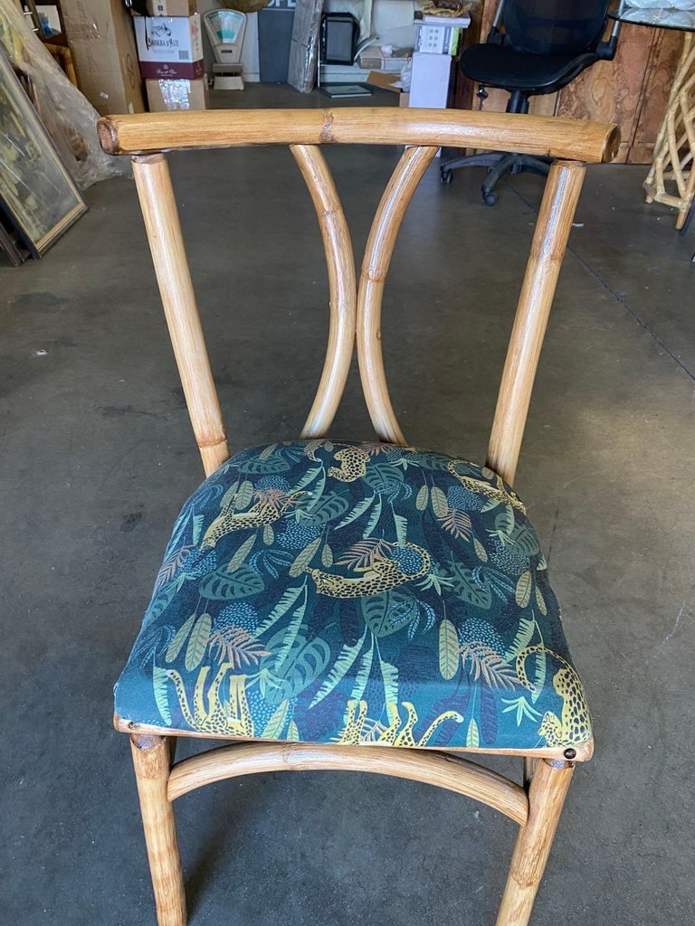 Restored Midcentury Rattan Dining Side Chair with Hourglass Back, Pair - 6