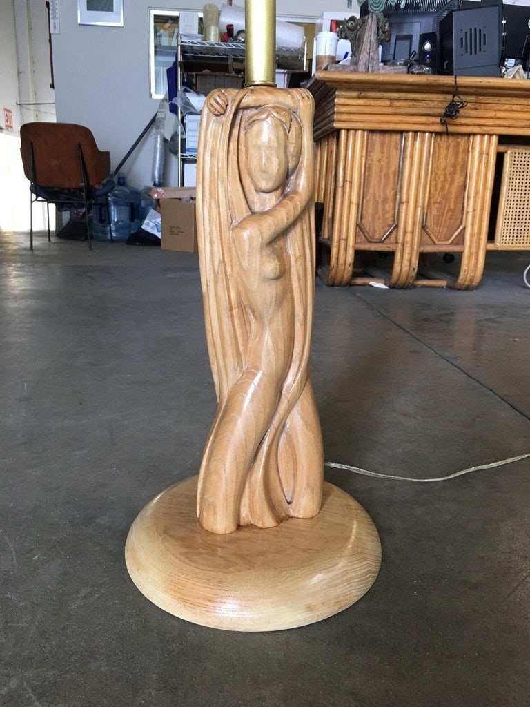 Heifetz Style Hand Carved Nude Female Bust Torchiere Floor Lamp - 3