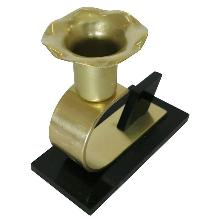 Brass and Bakelite Candlestick holders by Chase Brass - a Pair - 4