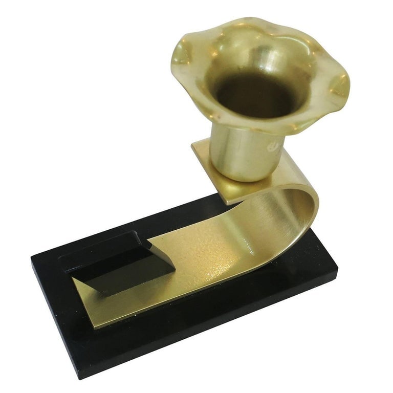 Brass and Bakelite Candlestick holders by Chase Brass - a Pair - 6