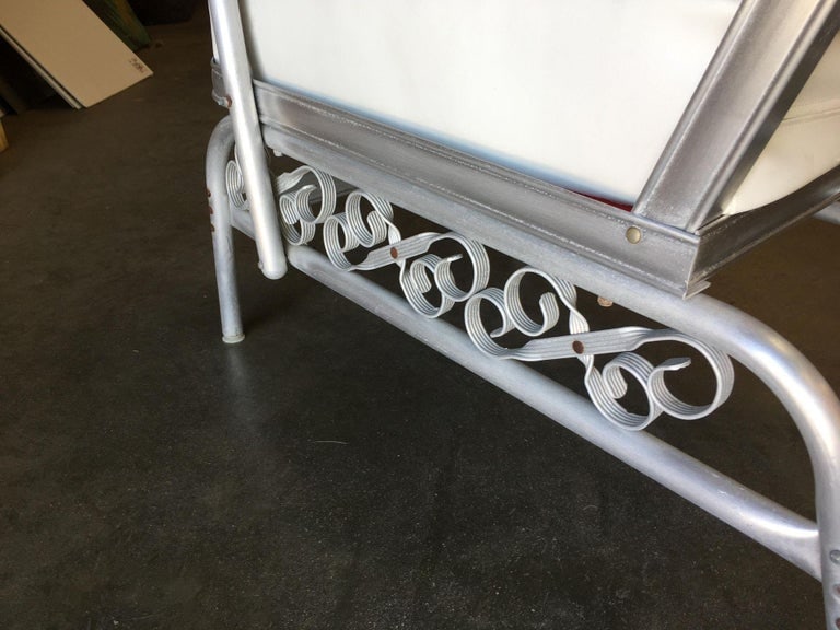 Aluminum Patio / Outdoor Lounge Chair with Scrolling Side, circa 1950 - 4