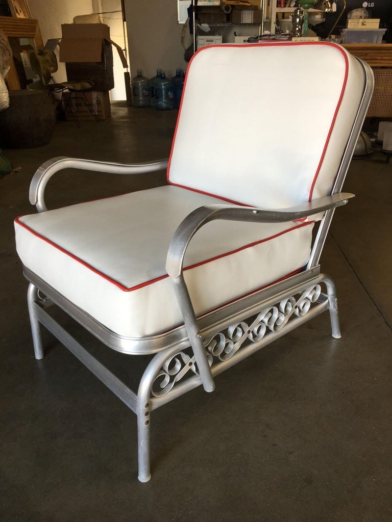 Aluminum Patio / Outdoor Lounge Chair with Scrolling Side, circa 1950 - 8