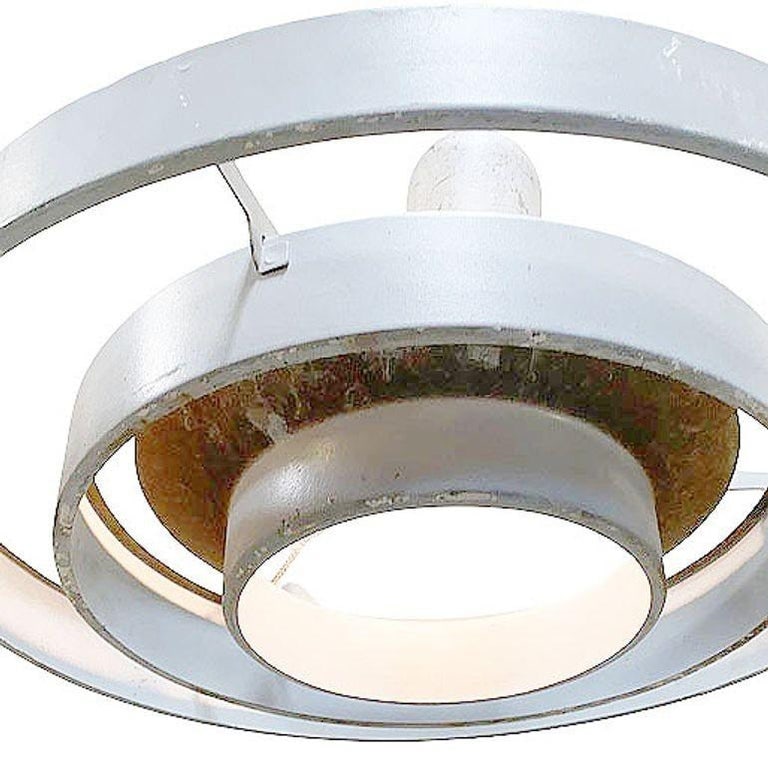 Mid-Century Saturn Ceiling Steel 20" Hooded Pendant by Kurt Versen, 6 Available - 6