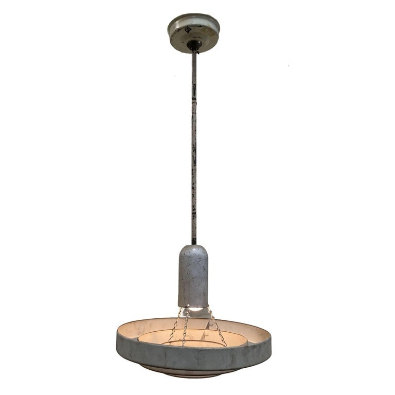 Mid-Century "Saturn" Ceiling Steel 15" Pendant by Kurt Versen, 6 Available - 3