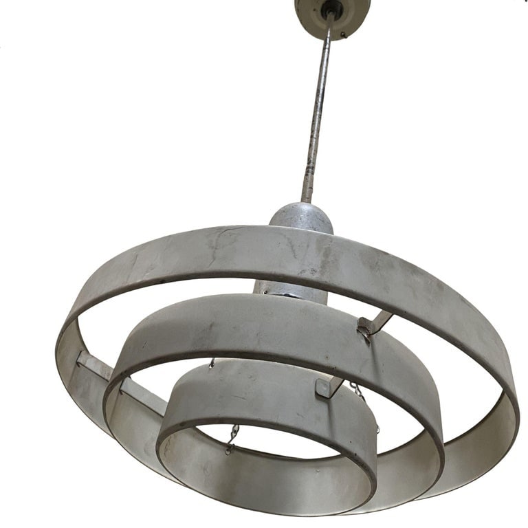 Mid-Century "Saturn" Ceiling Steel 15" Pendant by Kurt Versen, 6 Available - 4