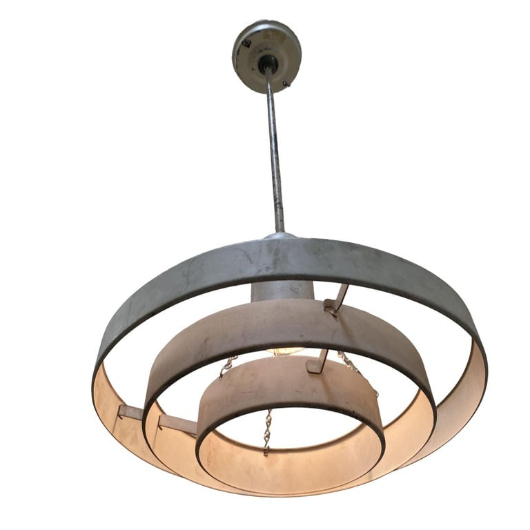 Mid-Century "Saturn" Ceiling Steel 15" Pendant by Kurt Versen, 6 Available - 5