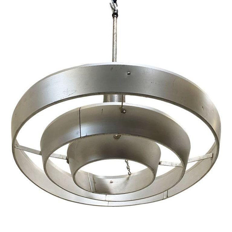 Mid-Century "Saturn" Ceiling Aluminum 19" Pendant by Kurt Versen, 16 Available - 3