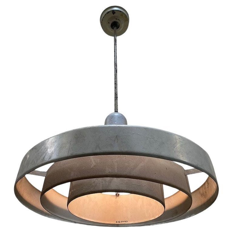 Mid-Century "Saturn" Ceiling Steel 19" Pendant by Kurt Versen, 22 Available (1 of 10)