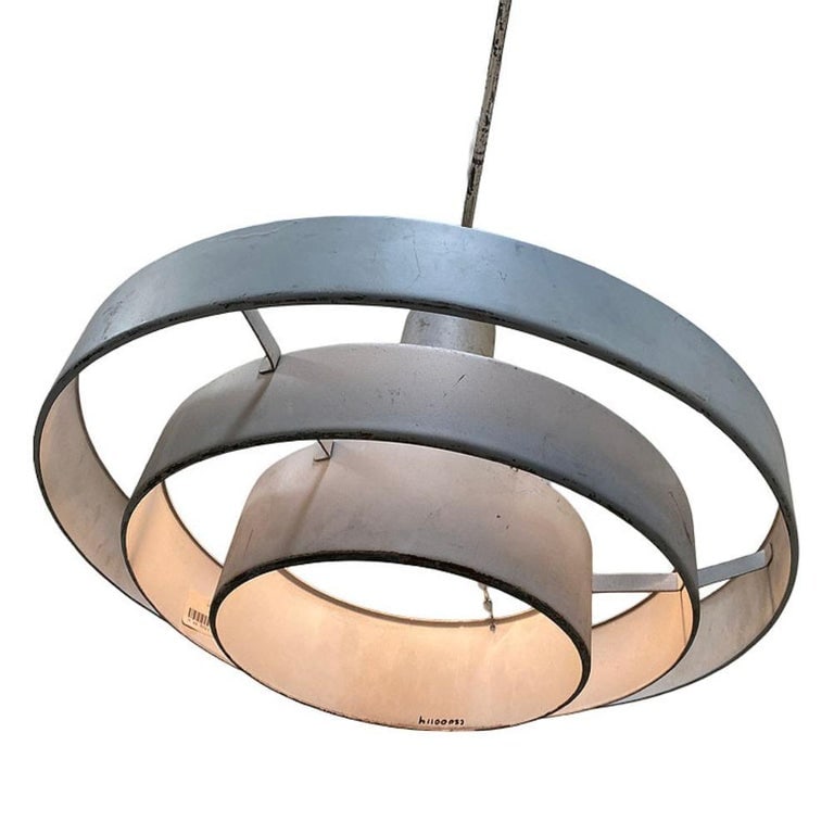 Mid-Century "Saturn" Ceiling Steel 19" Pendant by Kurt Versen, 22 Available - 7