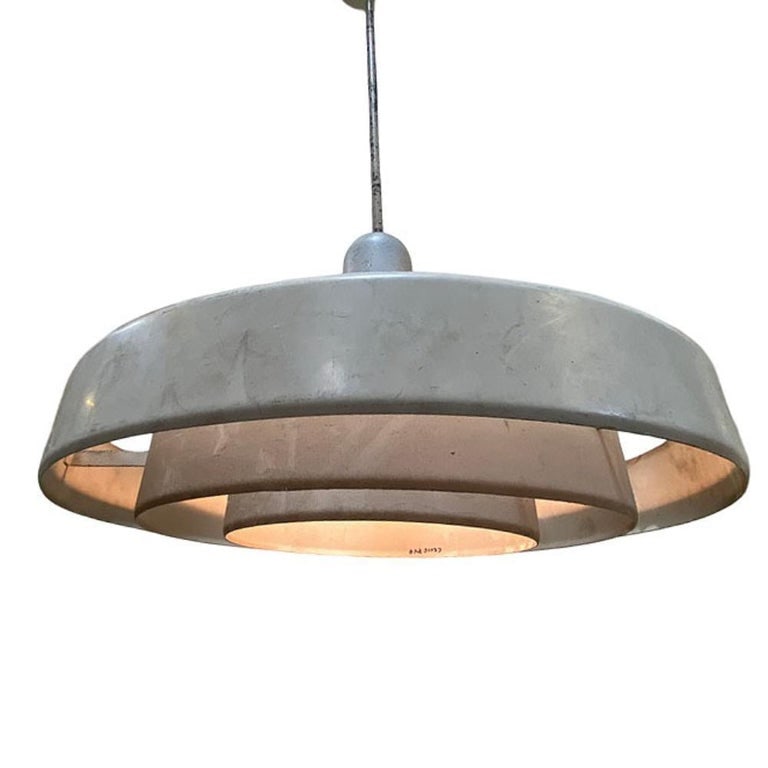 Mid-Century "Saturn" Ceiling Steel 19" Pendant by Kurt Versen, 22 Available - 9