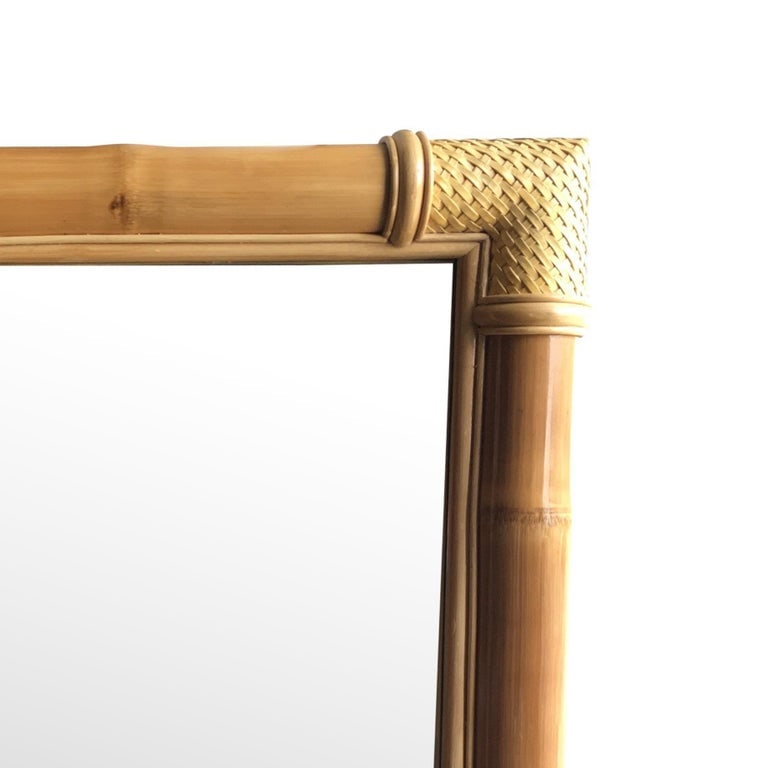 Restored Extra Large Single-Strand Rattan Mirror with Fancy Wrappings - 3