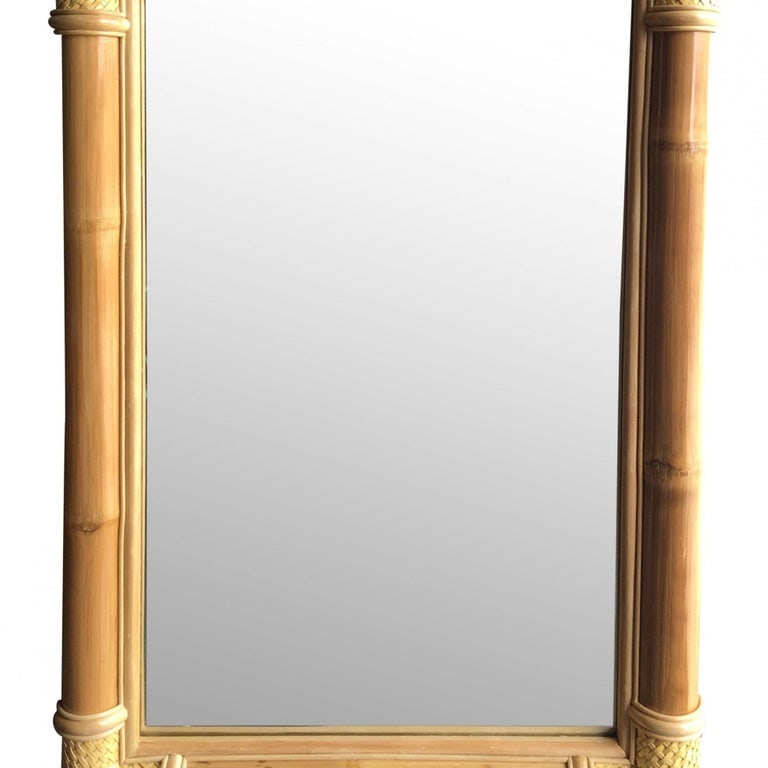 Restored Extra Large Single-Strand Rattan Mirror with Fancy Wrappings - 4