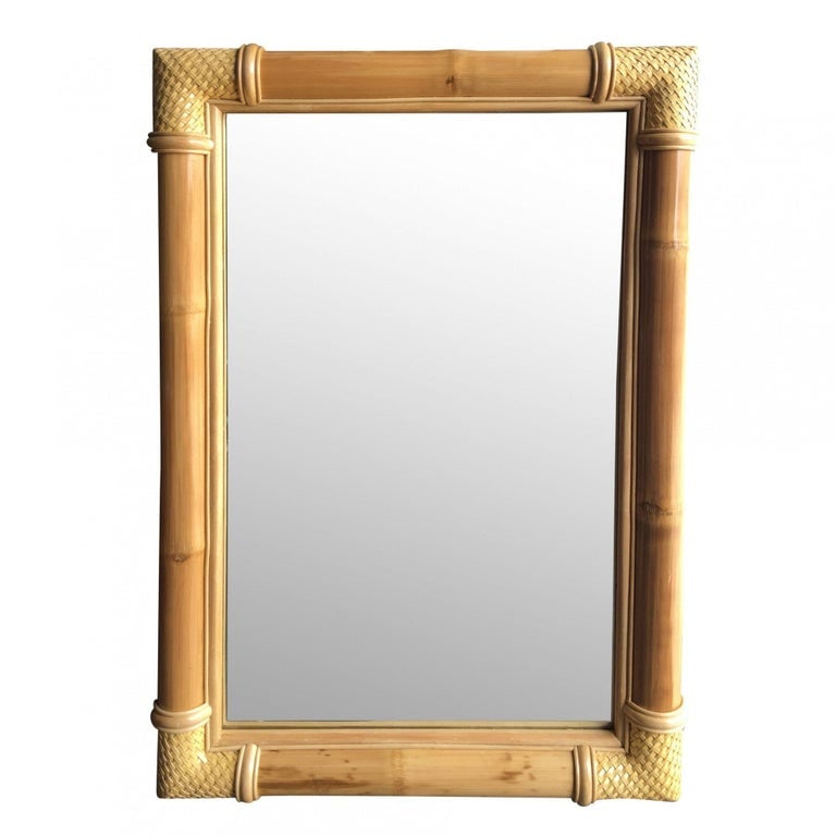 Restored Extra Large Single-Strand Rattan Mirror with Fancy Wrappings - 6