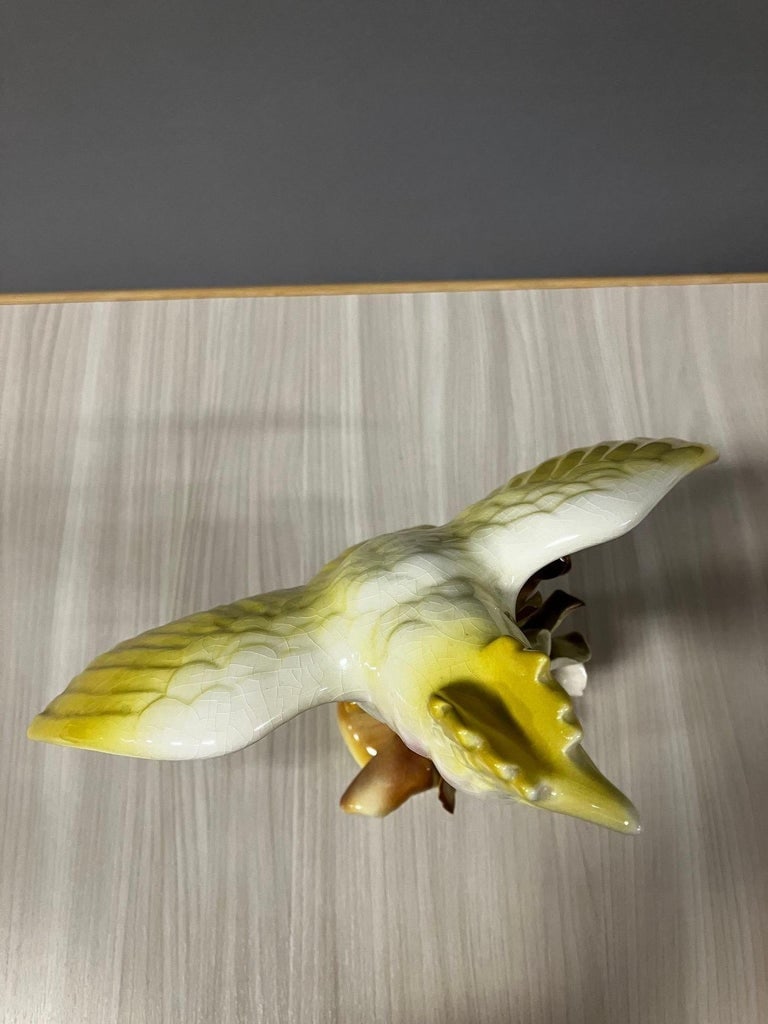 California Pottery Ceramic Tropical Cockatoo on Hibiscus Branch Statue - 14
