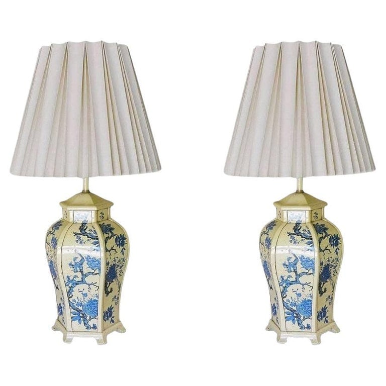 James Mont Style Enamel Asian Inspired Midcentury Lamp Pair - 2