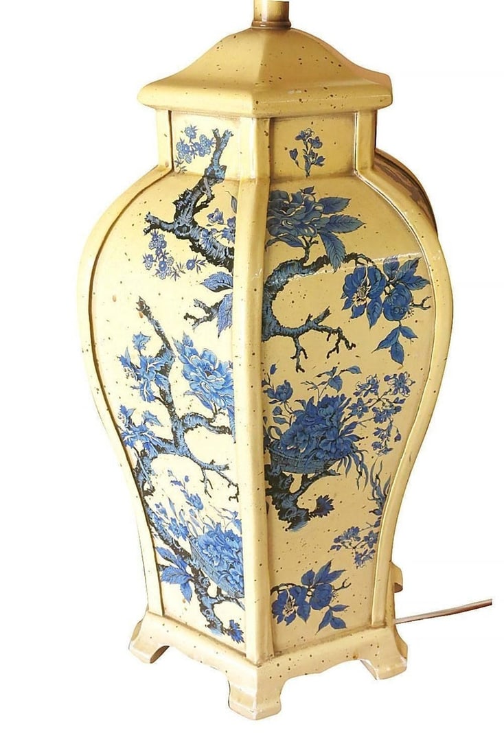 James Mont Style Enamel Asian Inspired Midcentury Lamp Pair - 4