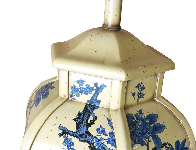 James Mont Style Enamel Asian Inspired Midcentury Lamp Pair - 5