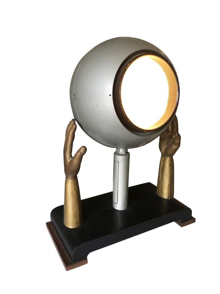 Original Surrealism Bronze Hands and Spotlight Table Lamp - 10