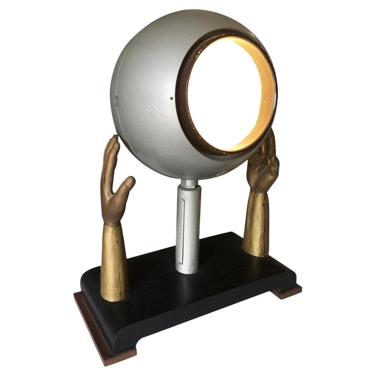 Original Surrealism Bronze Hands and Spotlight Table Lamp (1 of 10)