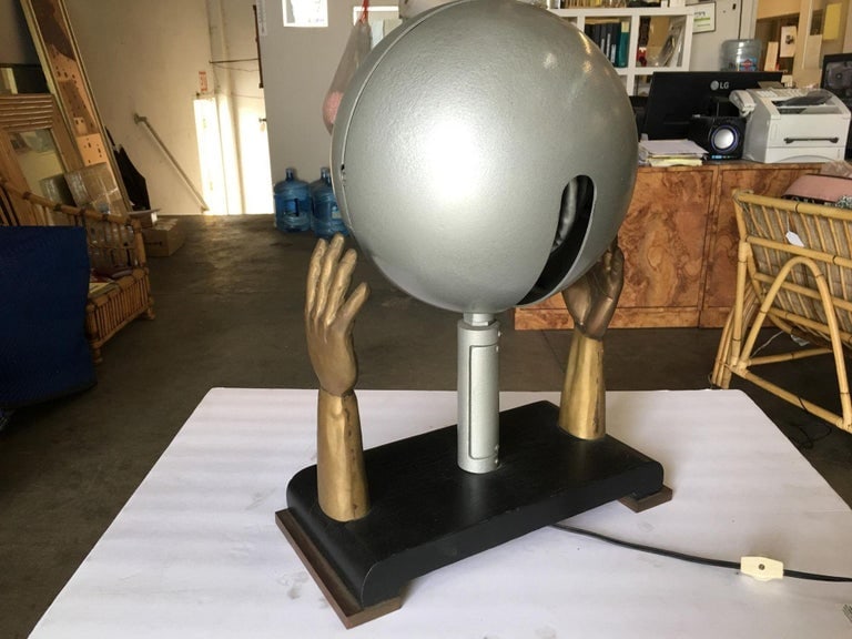 Original Surrealism Bronze Hands and Spotlight Table Lamp - 3