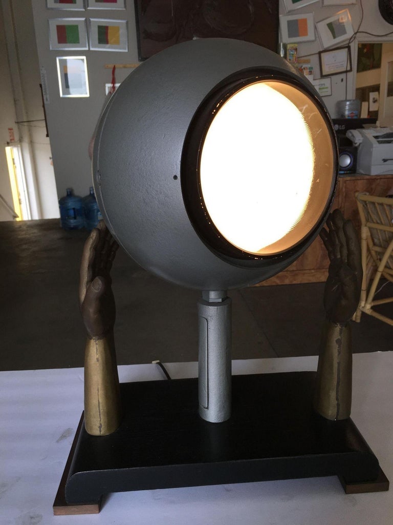 Original Surrealism Bronze Hands and Spotlight Table Lamp - 6