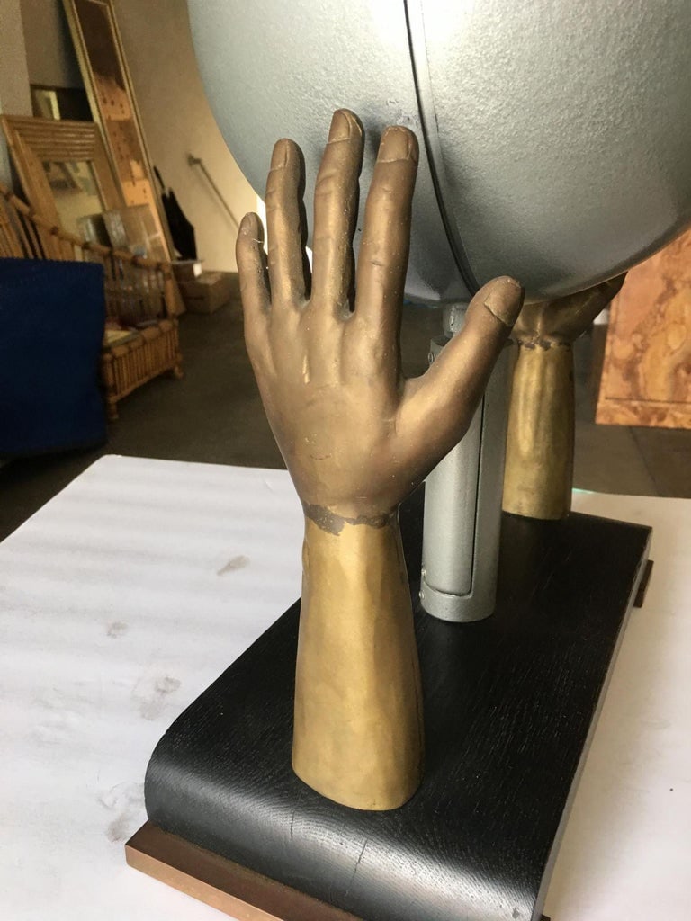 Original Surrealism Bronze Hands and Spotlight Table Lamp - 8