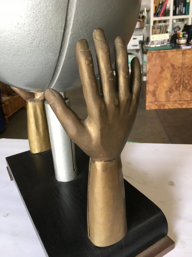 Original Surrealism Bronze Hands and Spotlight Table Lamp - 9