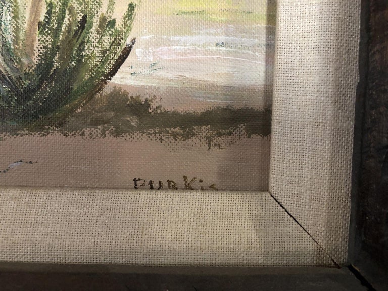 1950s Midcentury Desert Scenic Landscape Oil on Board in Original Frame, Signed - 4