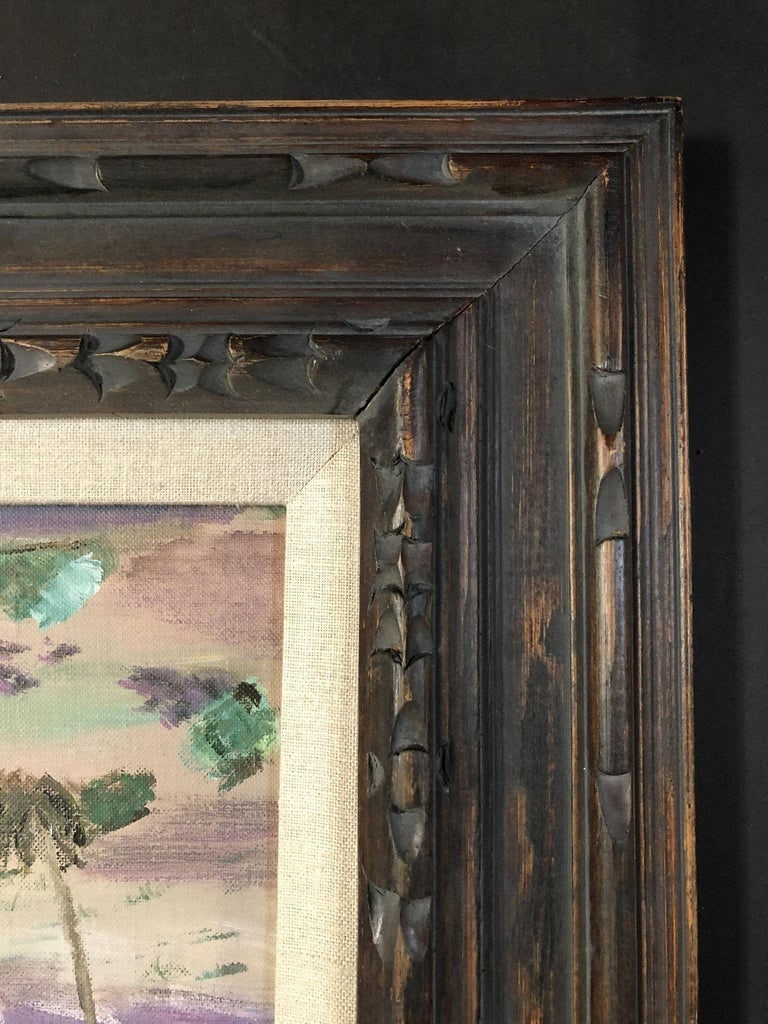1950s Midcentury Desert Scenic Landscape Oil on Board in Original Frame, Signed - 5