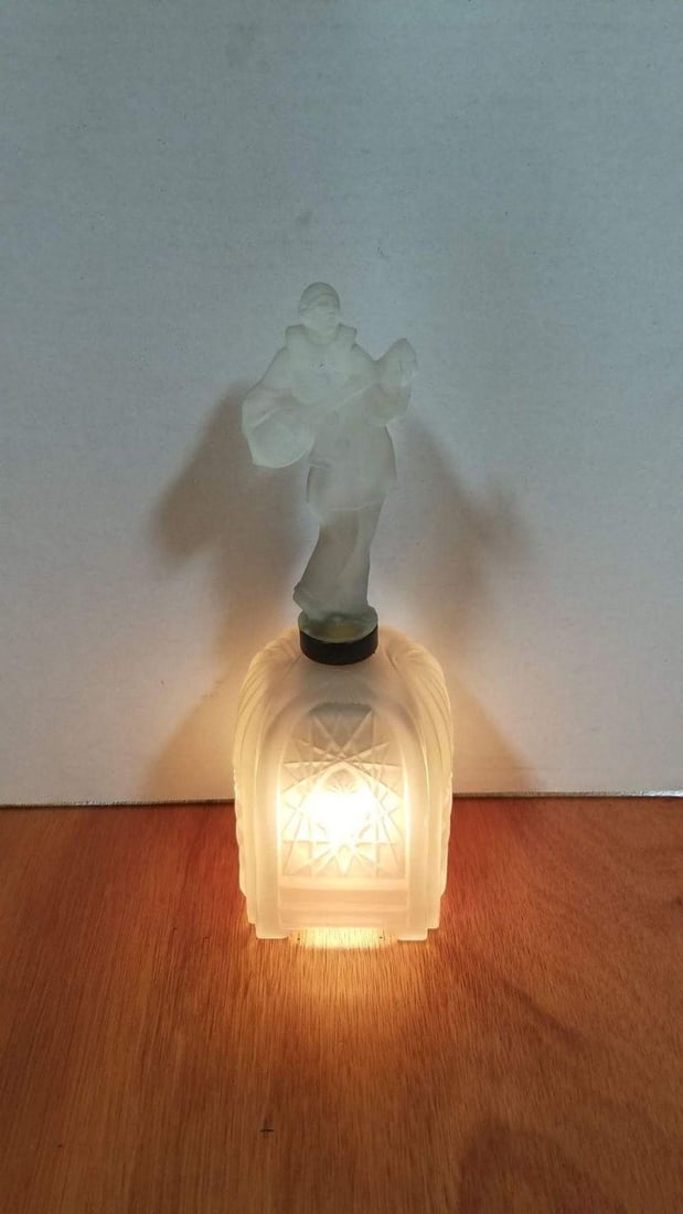 Art Deco Frosted Glass Jester Figurine Lamp - 5