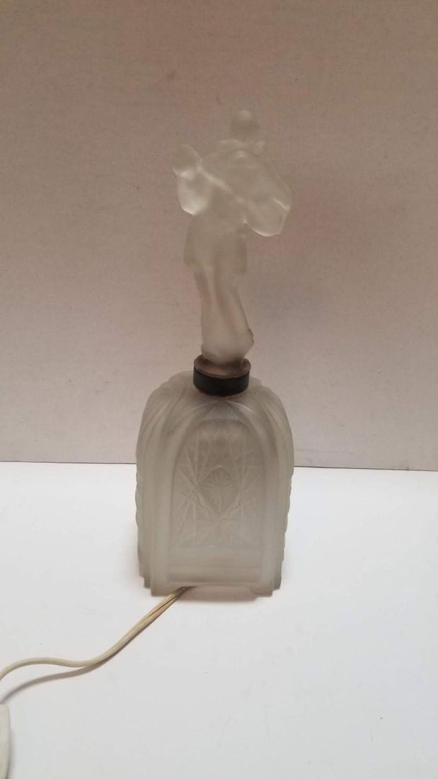 Art Deco Frosted Glass Jester Figurine Lamp - 6